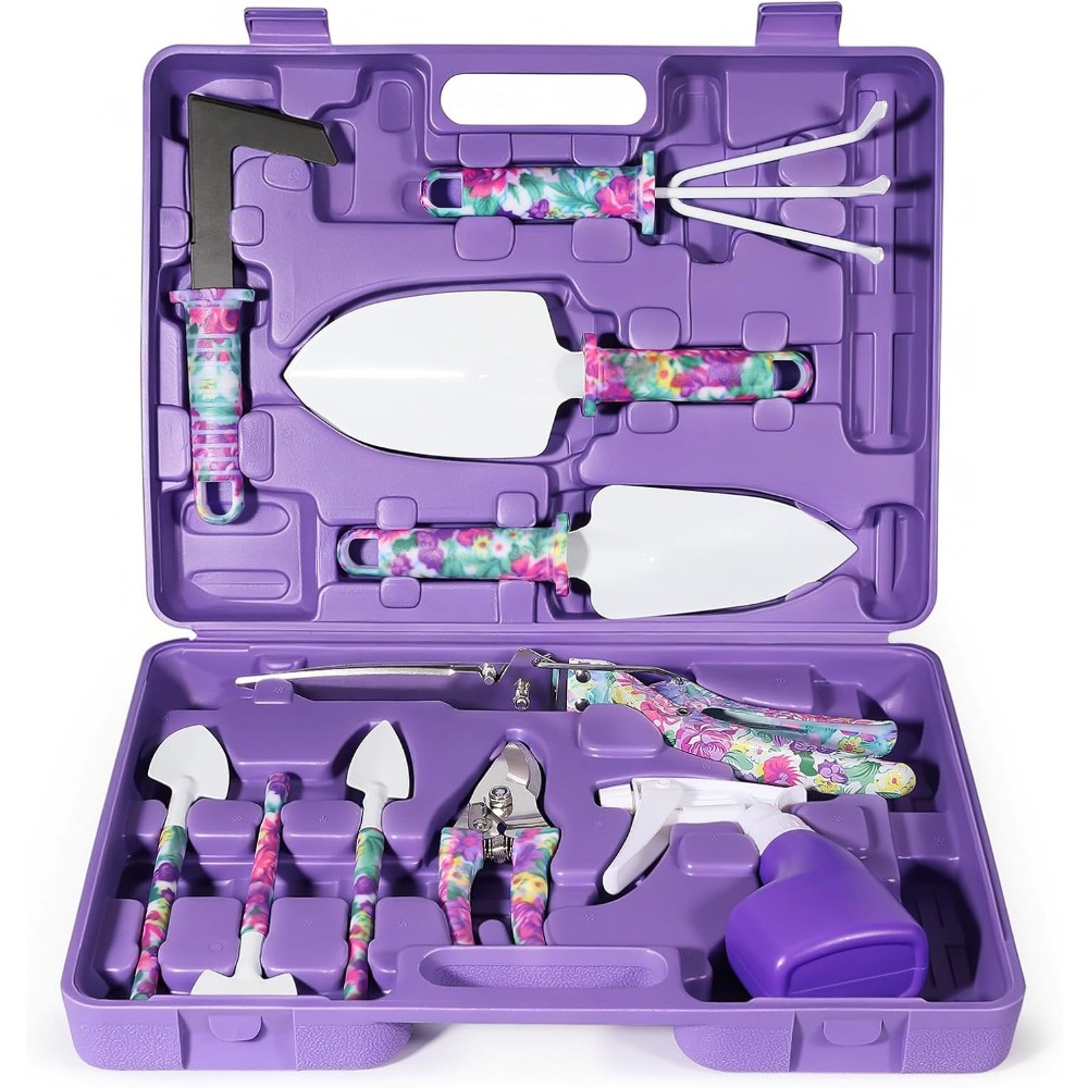 Gardening Tools Set Gift - 10-Piece Gardening Tools Set with Floral-Print