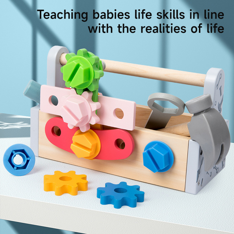 Gardening Tools Set Gift - Children Toolbox Wooden Toys DIY Screw