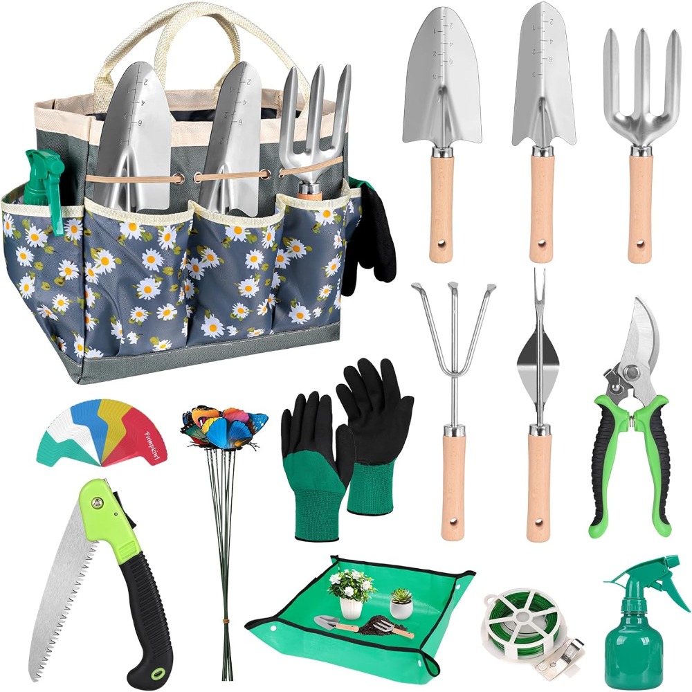 Gardening Tools Set Gift - Complete 62-Piece Garden Tool Set with