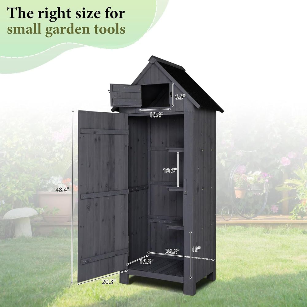 Outdoor Wooden Storage Shed, G - Gardening Tools Organizer ulasan dan harga