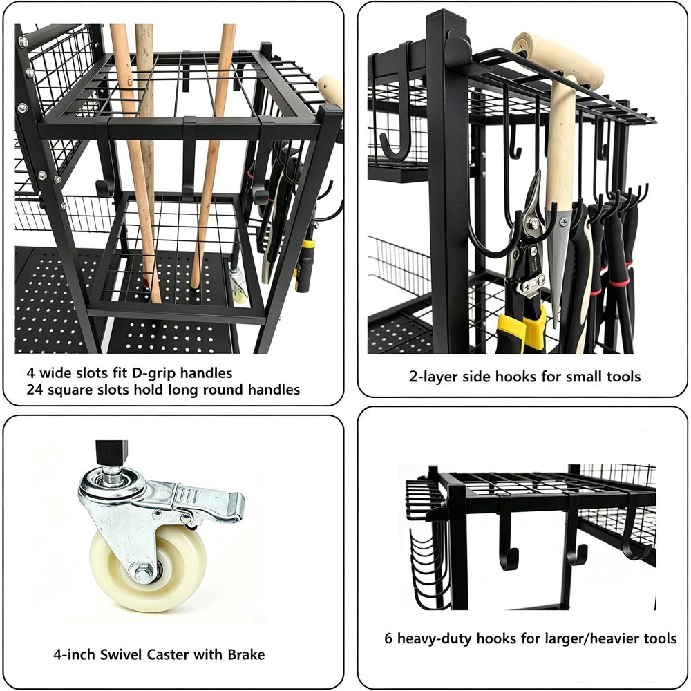 Anleolie 3-in-1 Garden Cart: W - Gardening Tools Rack ulasan dan harga