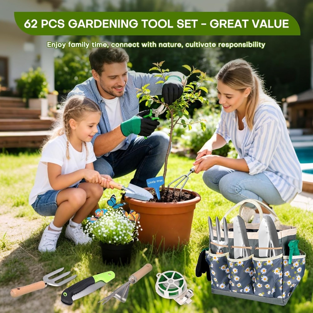 Complete 62-Piece Garden Tool  - Gardening Tools Set Gift ulasan dan harga
