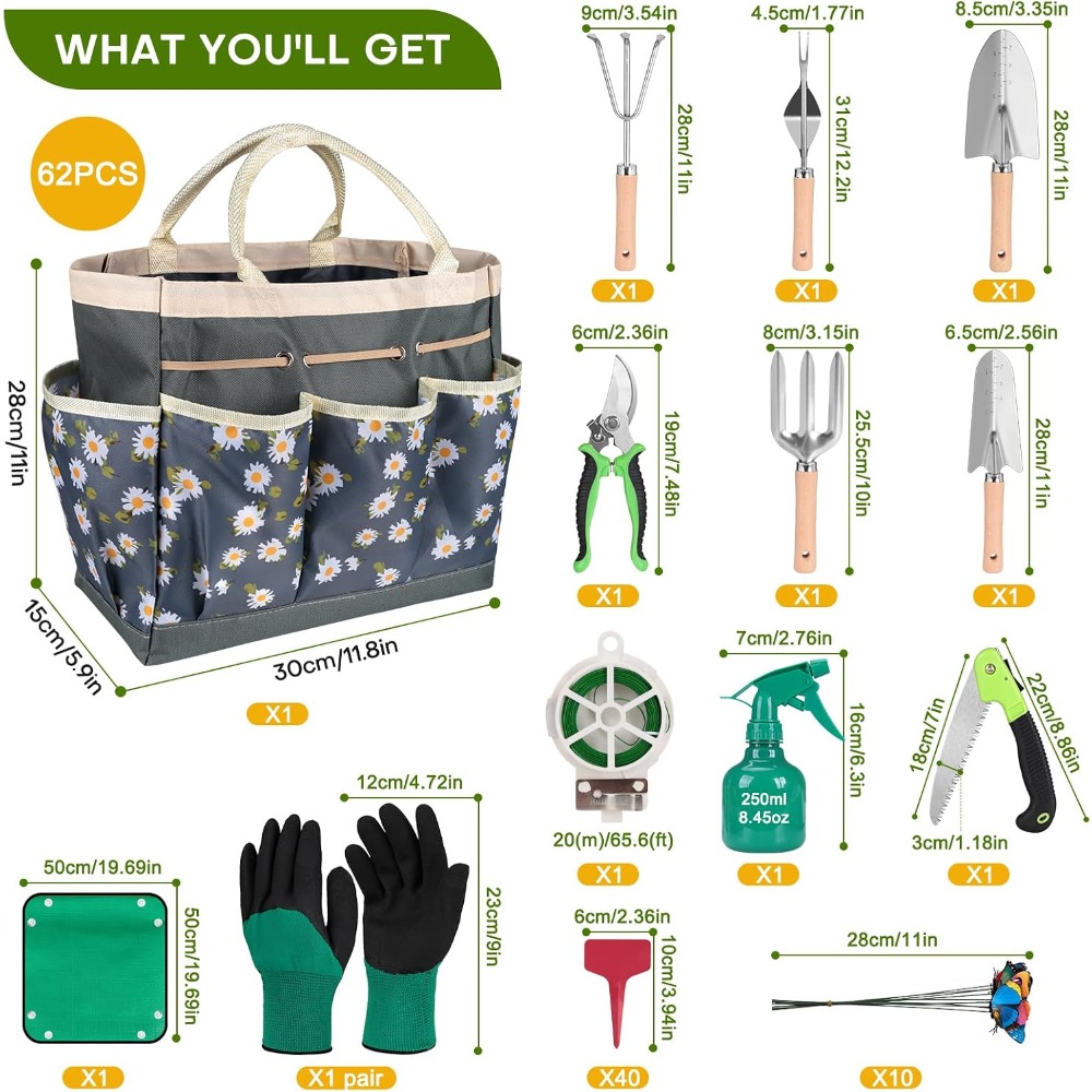 Complete 62-Piece Garden Tool  - Gardening Tools Set Gift ulasan dan harga