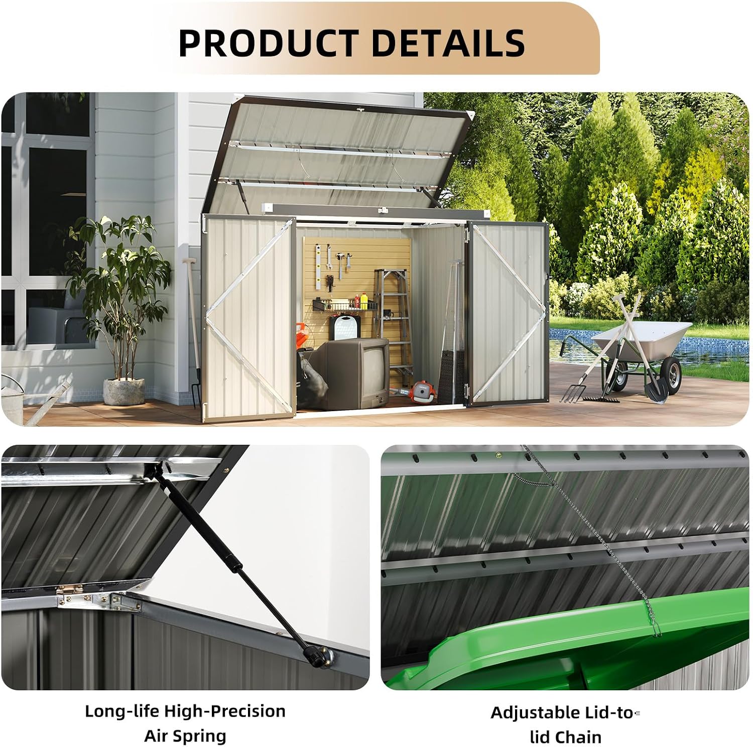 Outdoor Trash Can Storage Shed - Gardening Tools Organizer ulasan dan harga