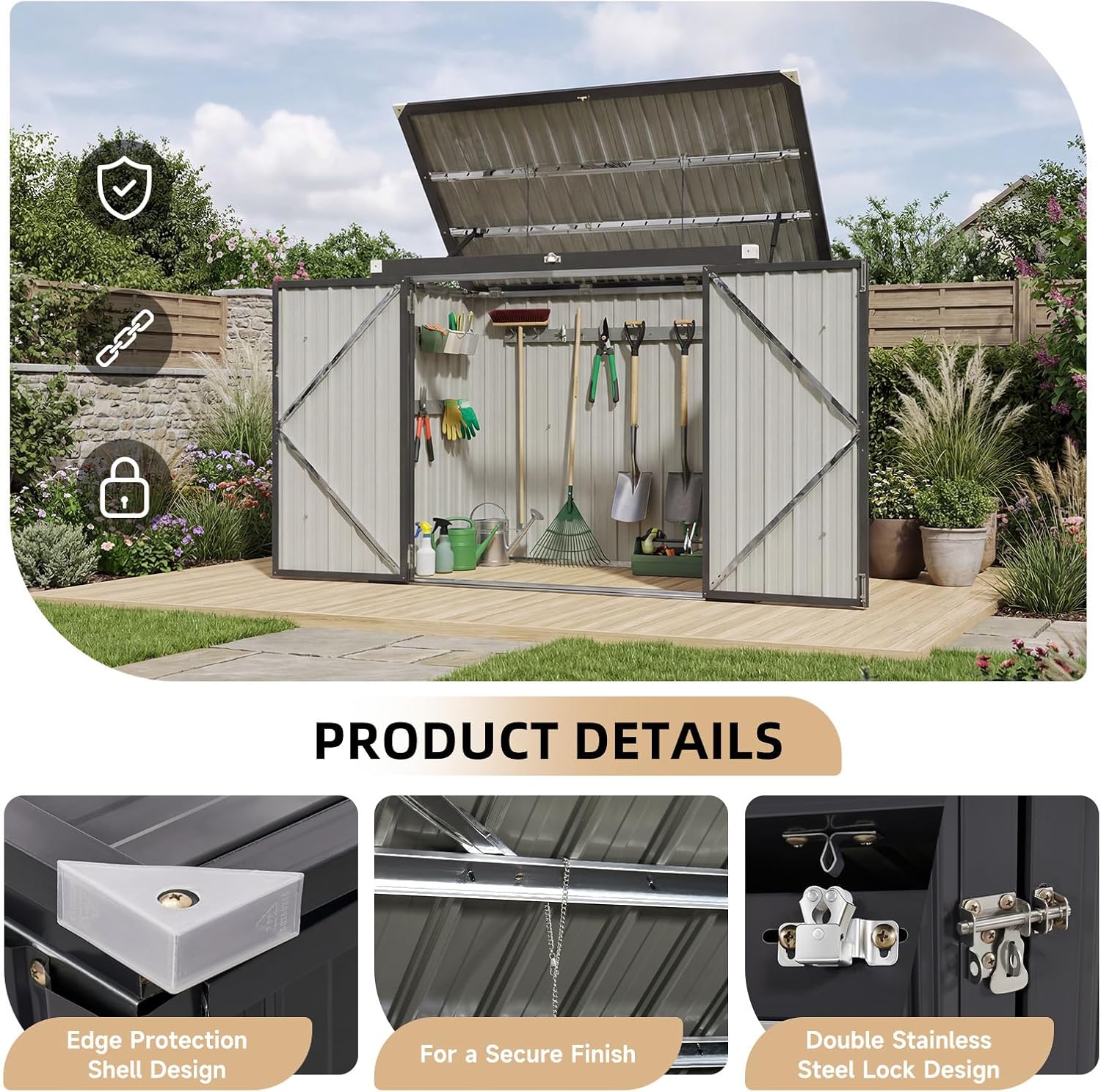 Outdoor Trash Can Storage Shed - Gardening Tools Organizer ulasan dan harga