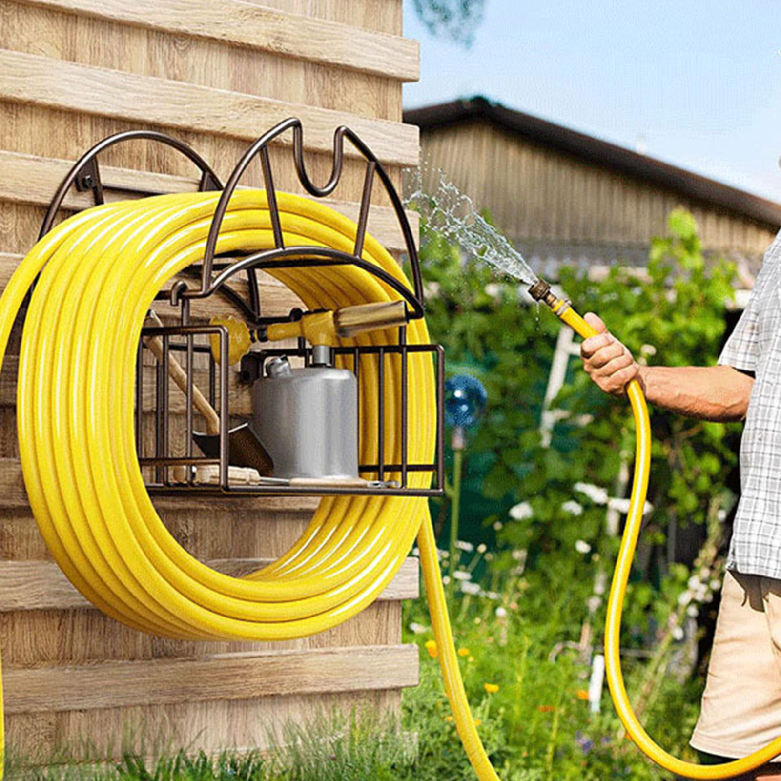 Wall Mount Garden Hose Holder  - Gardening Tools Rack ulasan dan harga